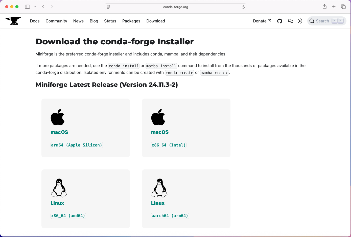 Conda-Forge homepage