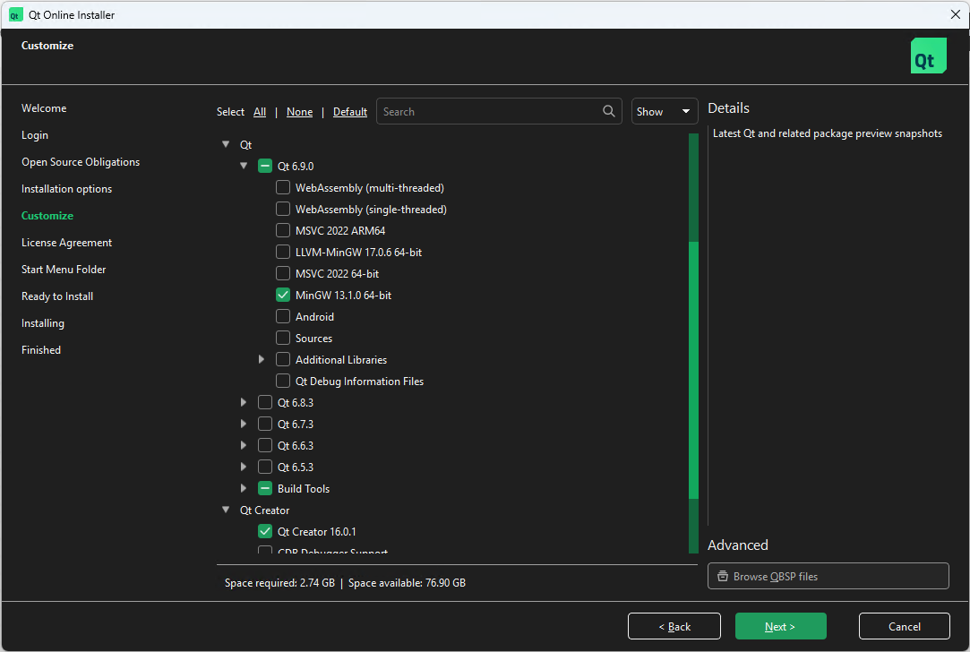 Qt installer